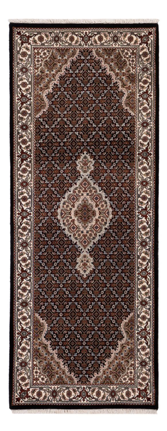 Biegacz Dywan orientalny - Tabriz - 204 x 80 cm - ciemny beż