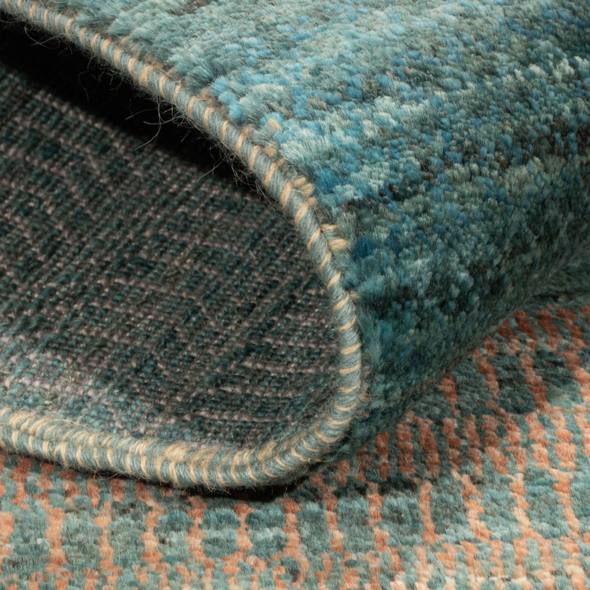 Designerski dywan - 195 x 154 cm - ciemna zieleń