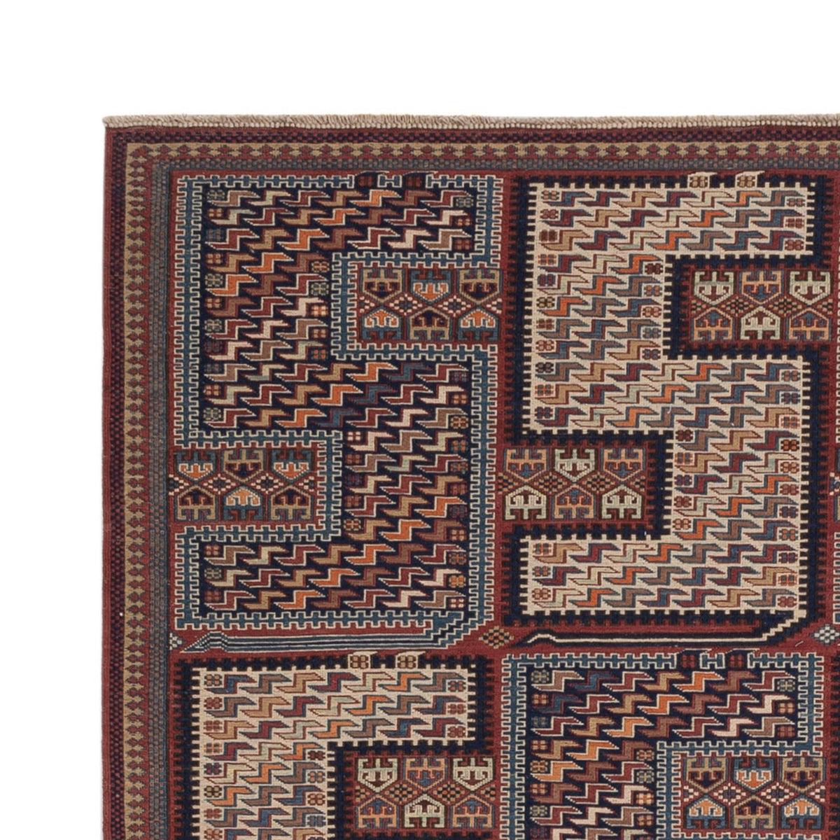 Dywan Kelim - Orientalny - Soumak - 216 x 152 cm - ciemny beż