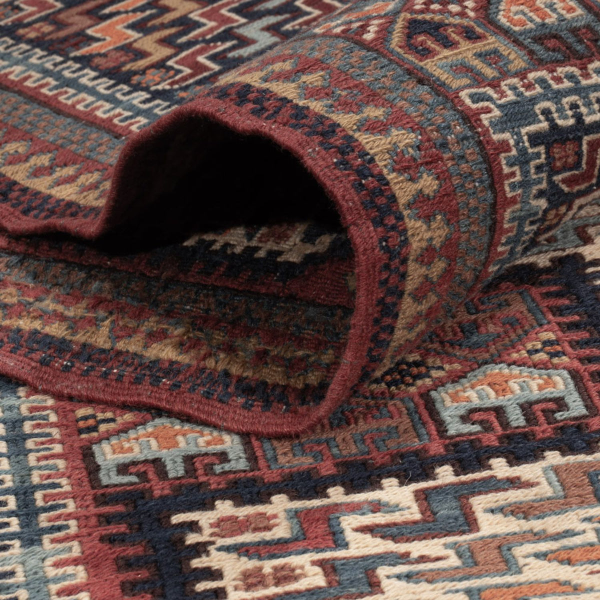 Dywan Kelim - Orientalny - Soumak - 214 x 155 cm - ciemny beż