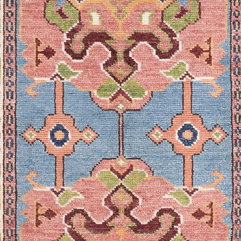 Biegacz Dywan Ziegler - Kazak - 297 x 76 cm - niebieski
