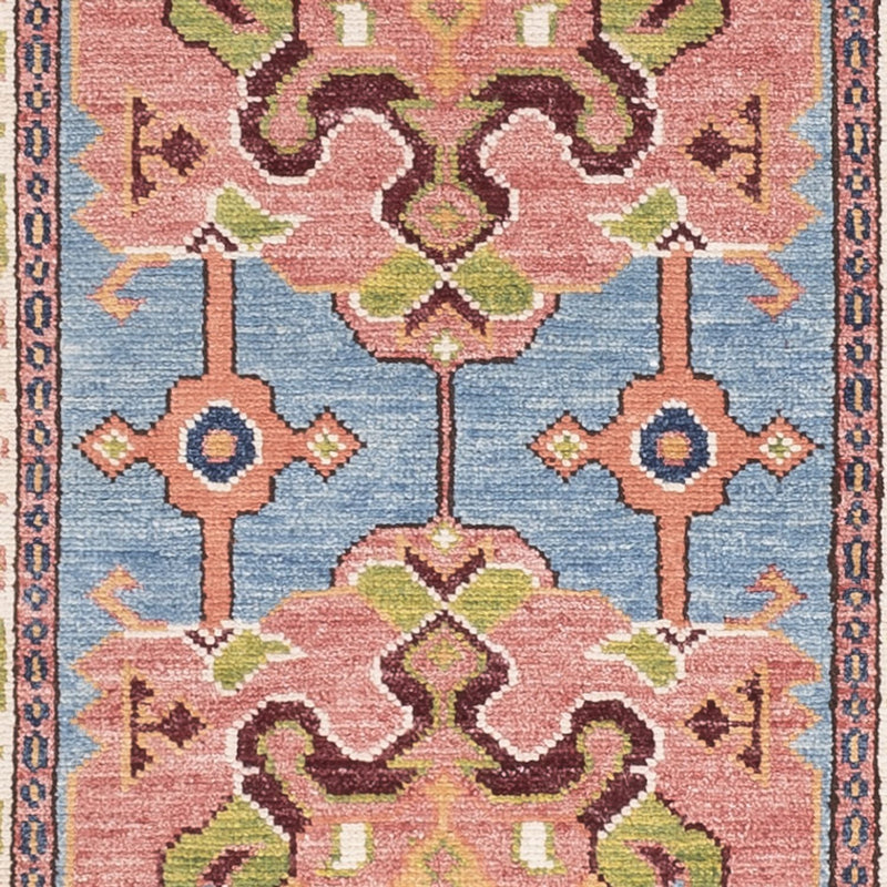 Biegacz Dywan Ziegler - Kazak - 296 x 79 cm - niebieski