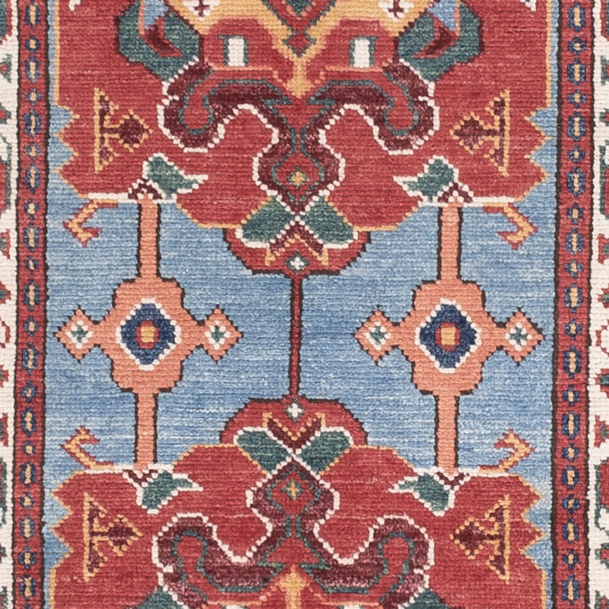 Biegacz Dywan Ziegler - Kazak - 287 x 77 cm - niebieski