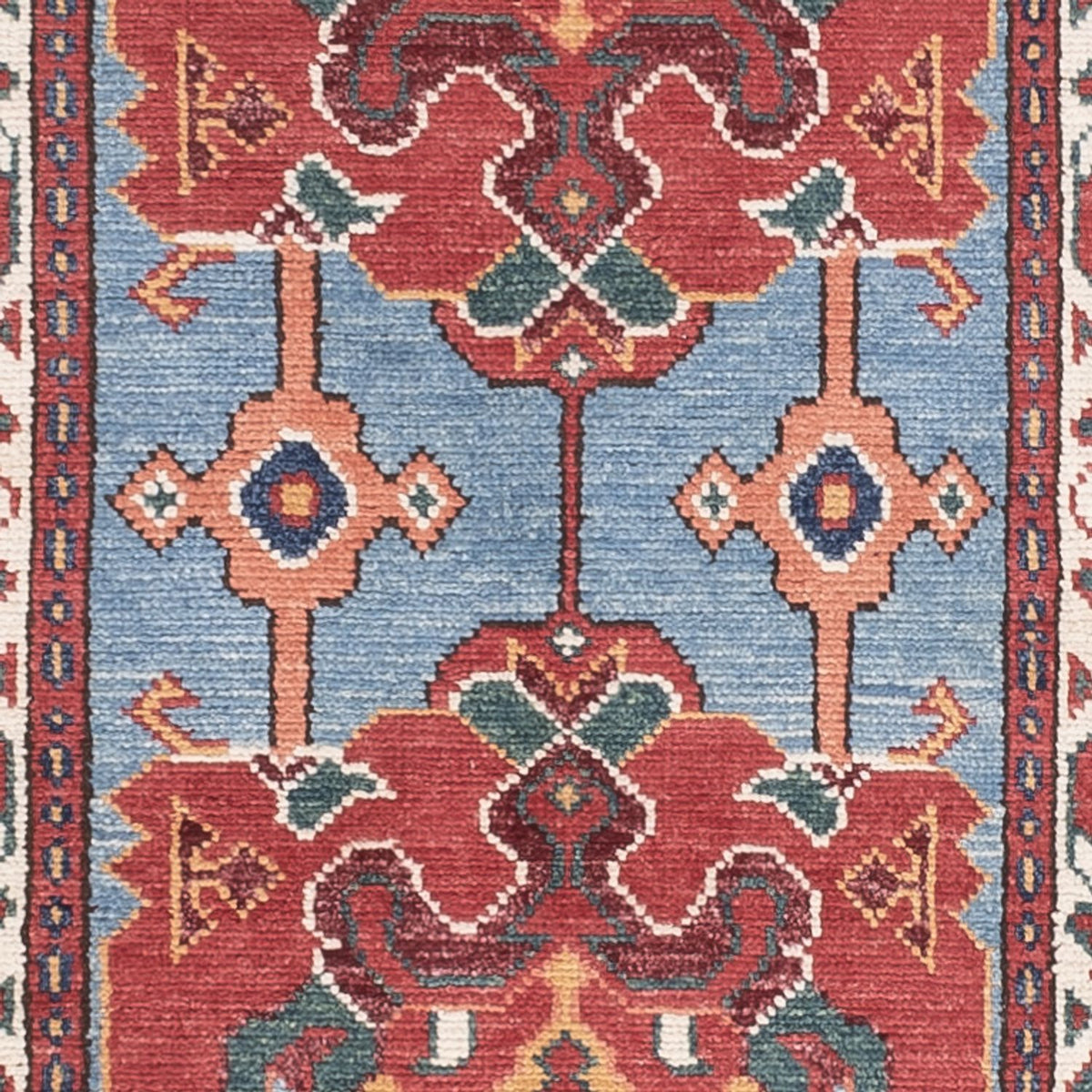 Biegacz Dywan Ziegler - Kazak - 287 x 75 cm - niebieski