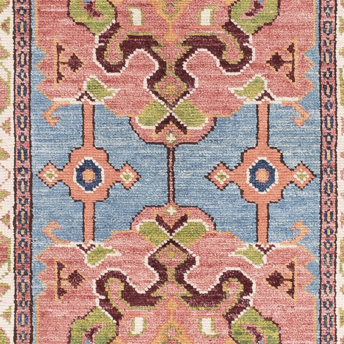 Biegacz Dywan Ziegler - Kazak - 296 x 78 cm - niebieski