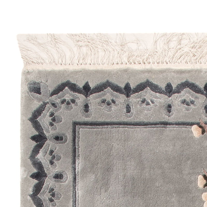 Dywan z jedwabiu - jedwab chiński - 124 x 60 cm - srebrny