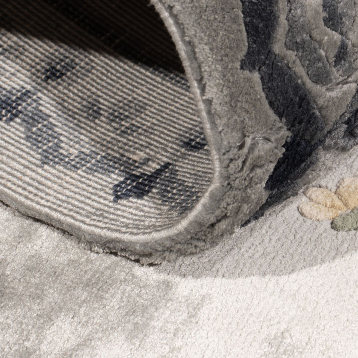 Dywan z jedwabiu - jedwab chiński - 124 x 60 cm - srebrny