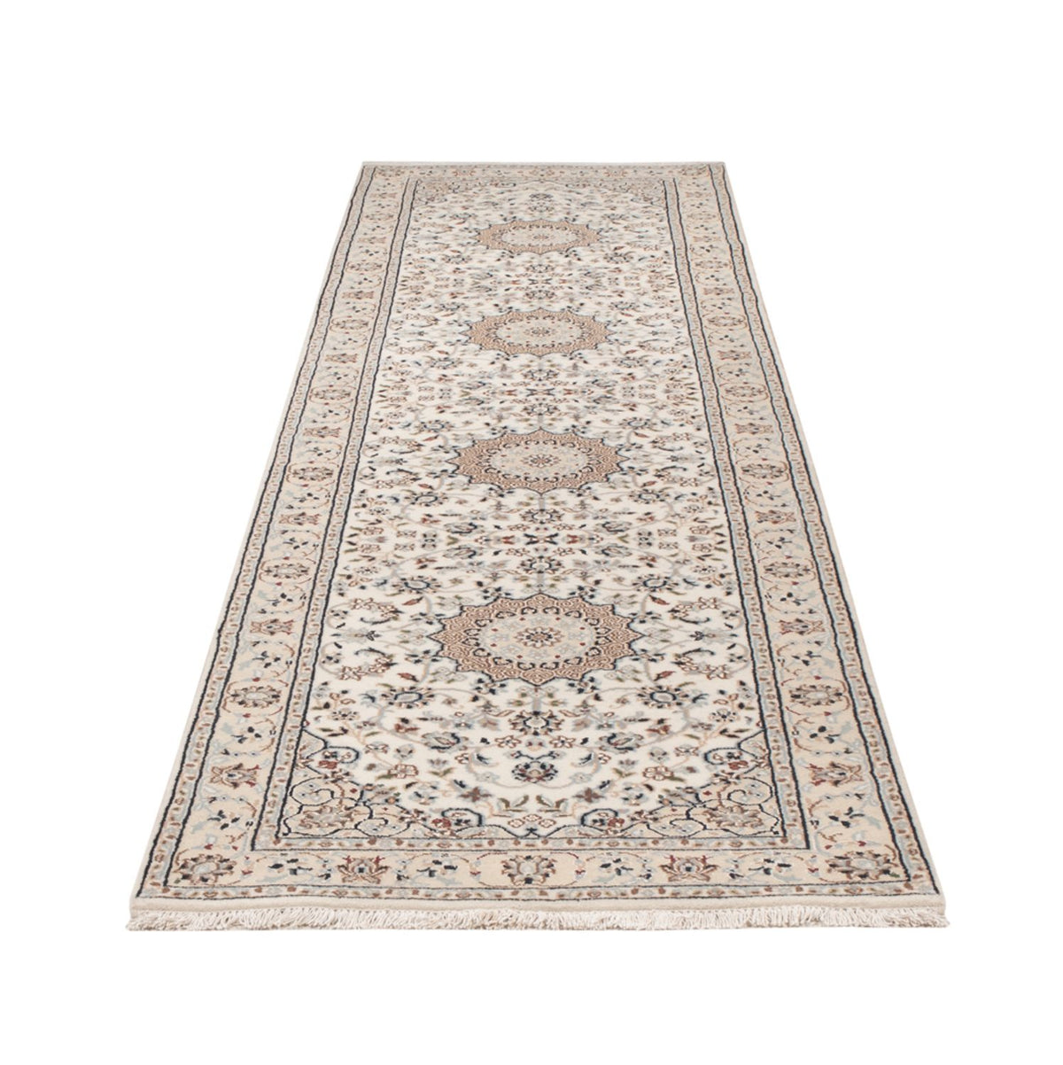 Biegacz Orientalny dywan - Nain - Indus - 307 x 80 cm - beżowy