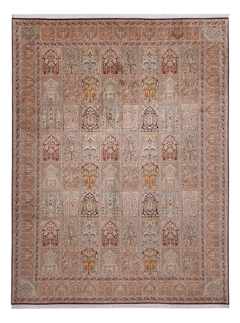 Jedwabny dywan - Kashmir Silk - 362 x 274 cm - ciemny beż