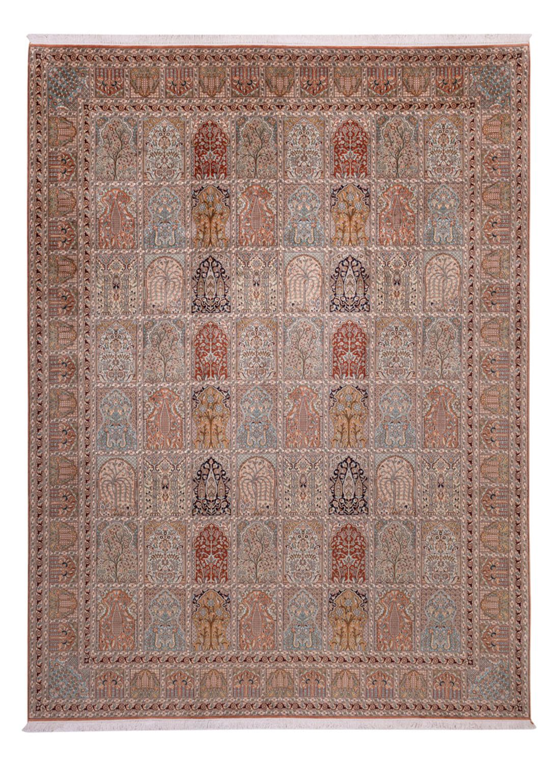 Jedwabny dywan - Kashmir Silk - 372 x 277 cm - ciemny beż