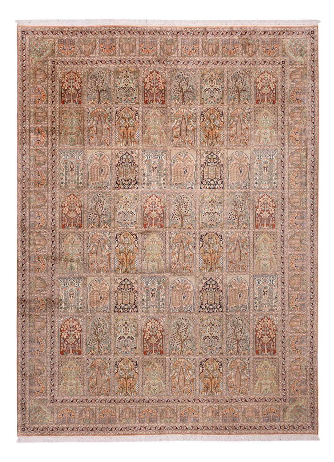 Jedwabny dywan - Kashmir Silk - 403 x 298 cm - ciemny beż
