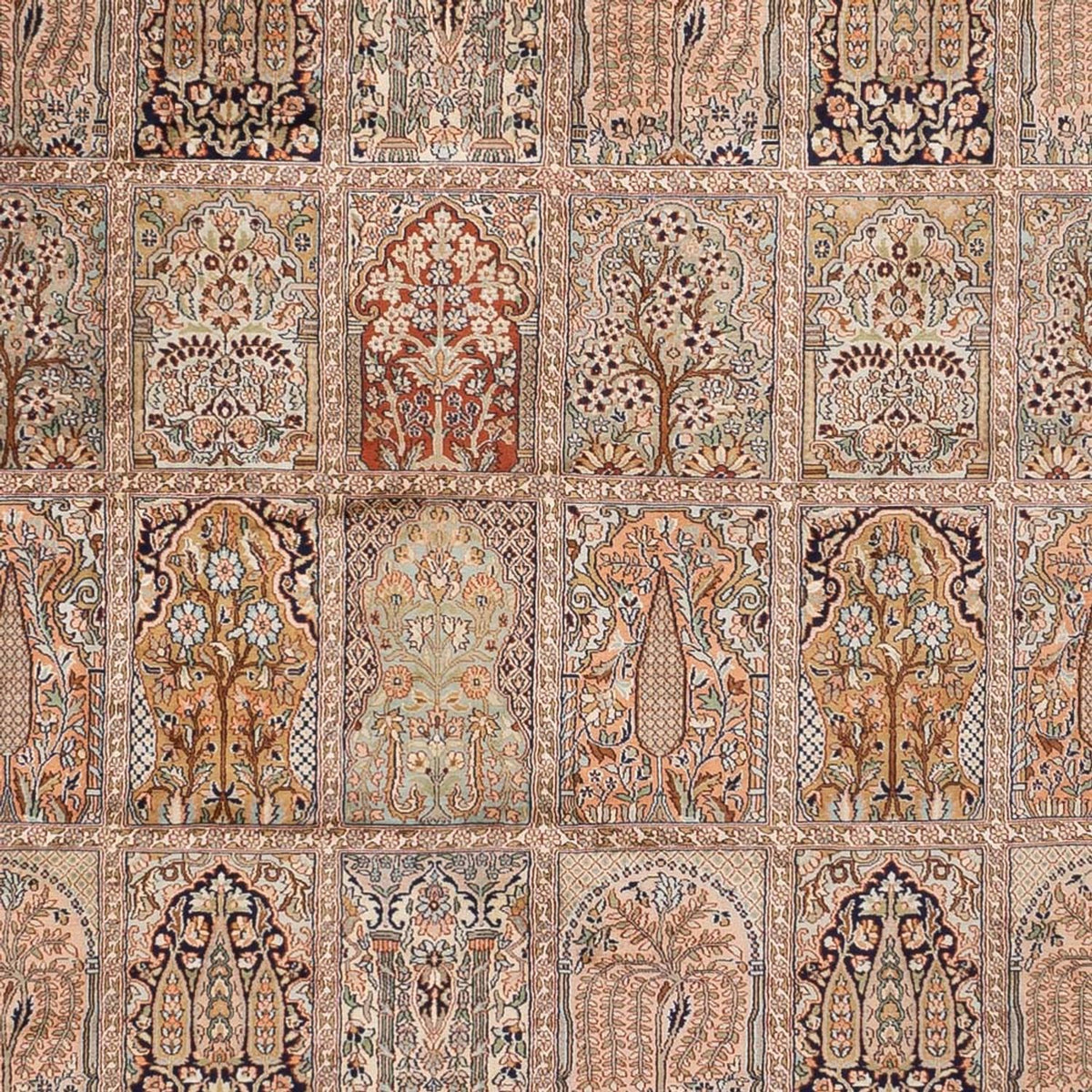 Jedwabny dywan - Kashmir Silk - 403 x 298 cm - ciemny beż