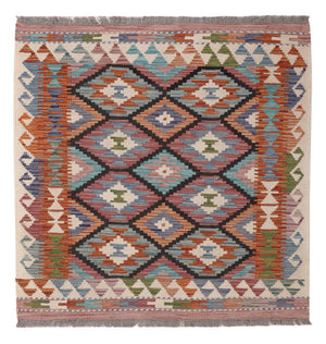 Dywan Kelim - Splash kwadratowy  - 102 x 101 cm - wielokolorowy
