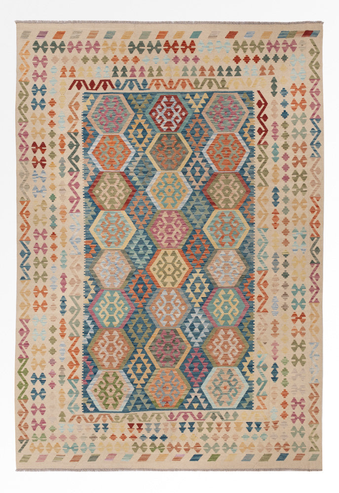 Kelim Teppich - Splash - 345 x 237 cm - bunt