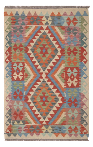 Dywan Kelim - Splash - 132 x 86 cm - wielokolorowy