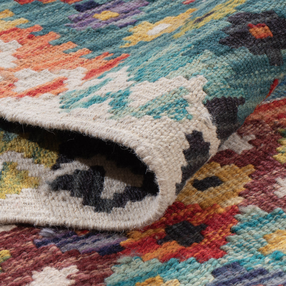 Läufer Kelim - Splash - 198 x 81 cm - mehrfarbig