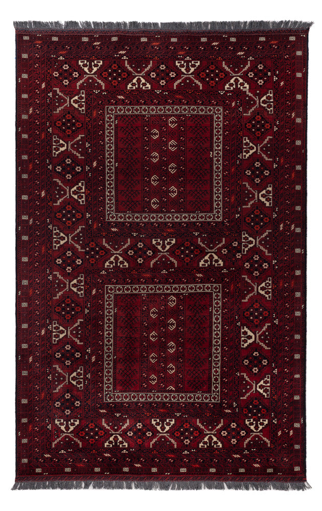 Afghan Teppich - 242 x 153 cm - dunkelrot