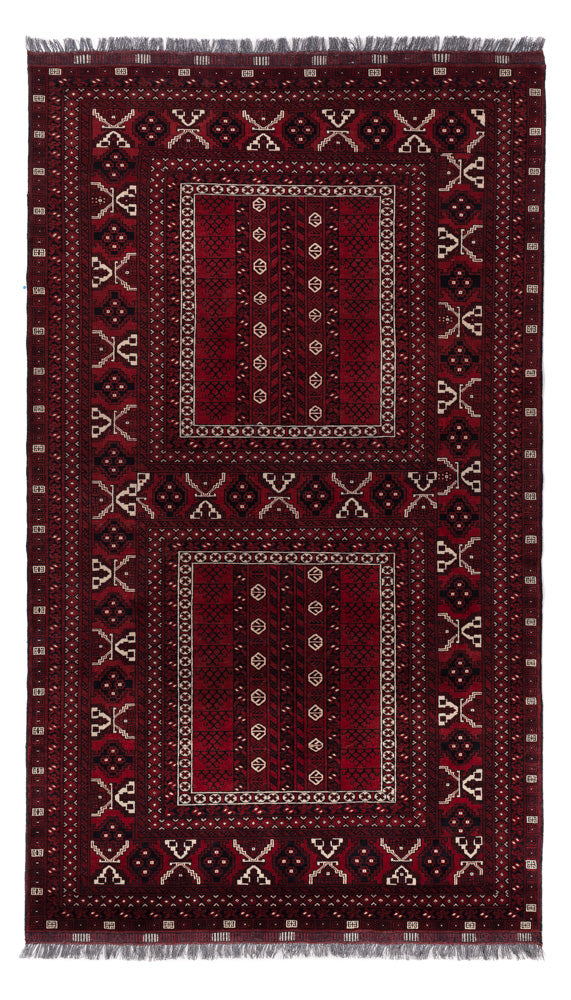 Afghan Teppich - 252 x 152 cm - dunkelrot