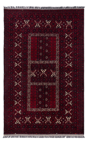 Afghan Teppich - 240 x 152 cm - dunkelrot