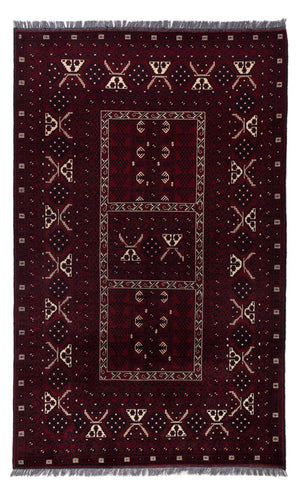 Afghan Teppich - 249 x 150 cm - dunkelrot