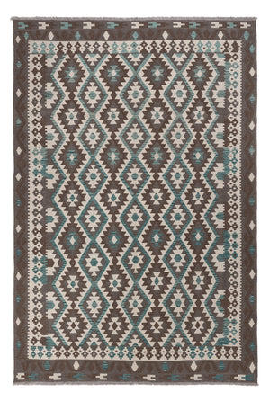 Kelim Teppich - Splash - 294 x 197 cm - dunkelgrau