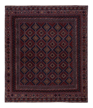 Kelim Teppich - Oriental quadratisch  - 177 x 157 cm - dunkelrot