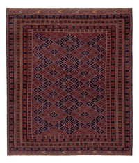 Kelim Teppich - Oriental quadratisch  - 183 x 157 cm - dunkelrot