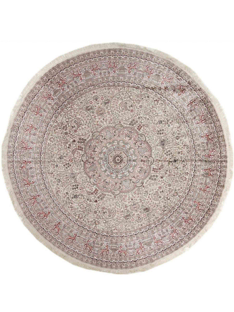 Seidenteppich - China Seide rund  - 300 x 300 cm - beige