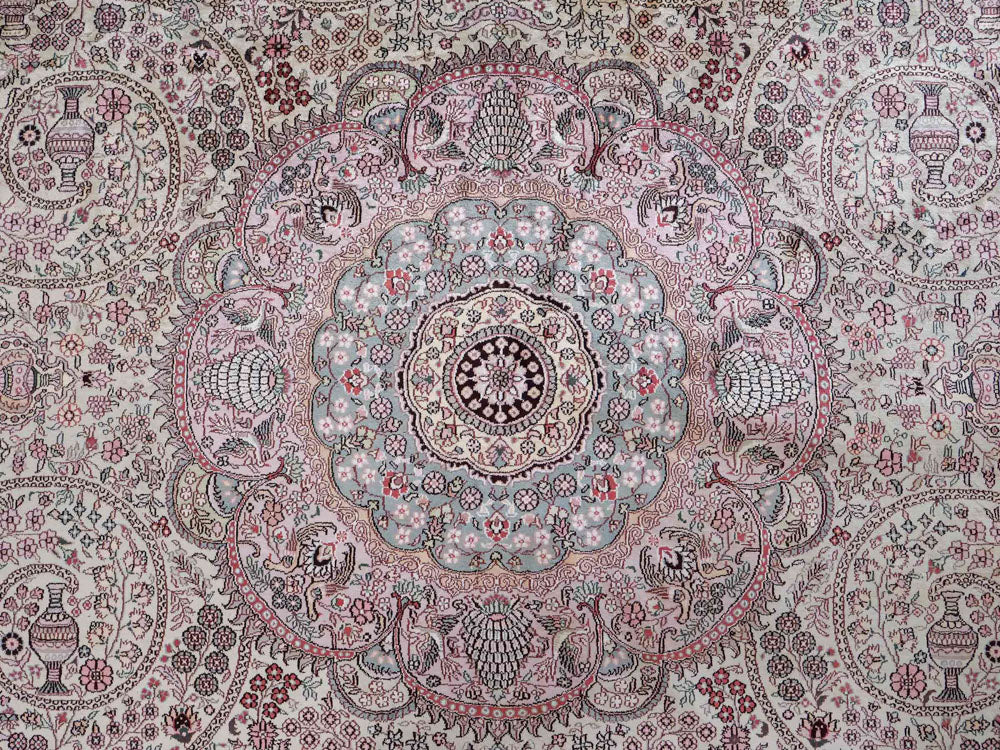 Seidenteppich - China Seide rund  - 300 x 300 cm - beige