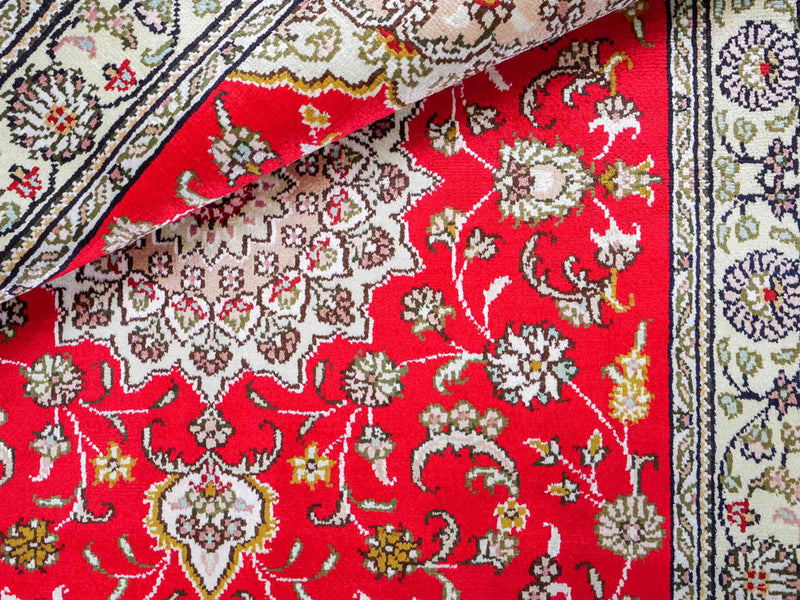 Dywan z jedwabiu - jedwab chiński - 122 x 78 cm - czerwony