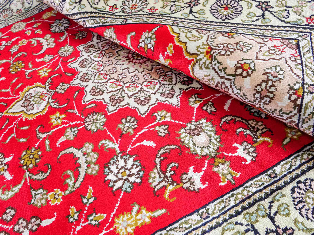 Dywan z jedwabiu - jedwab chiński - 122 x 78 cm - czerwony