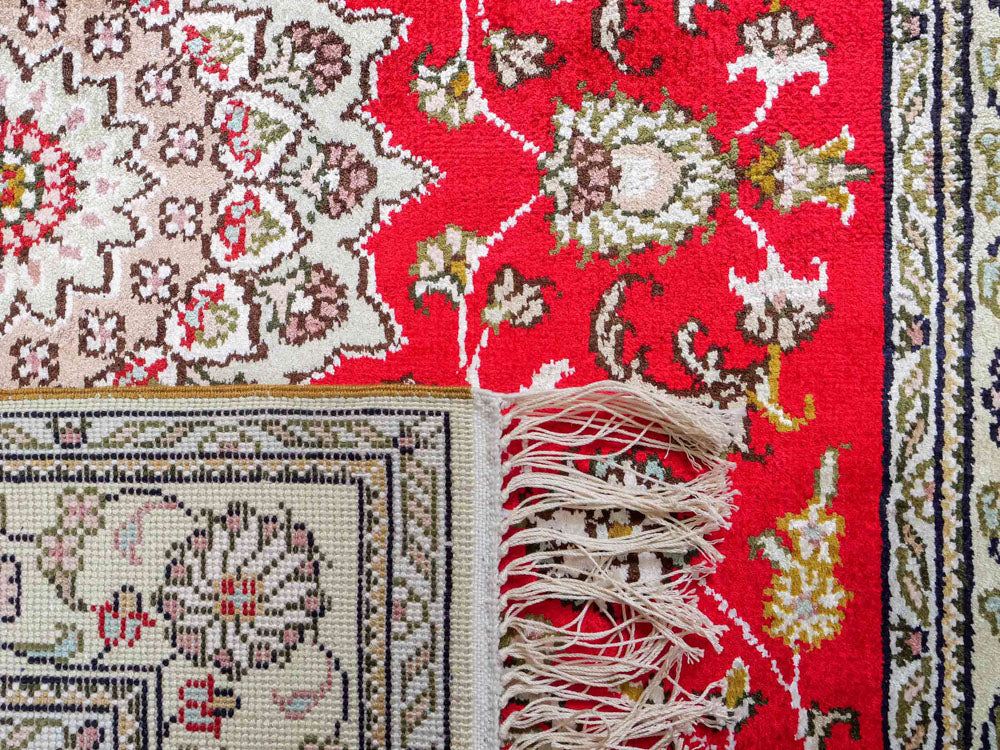 Dywan z jedwabiu - jedwab chiński - 122 x 78 cm - czerwony