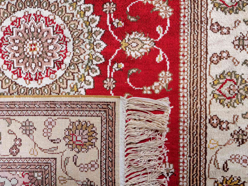 Dywan z jedwabiu - jedwab chiński - 122 x 76 cm - czerwony