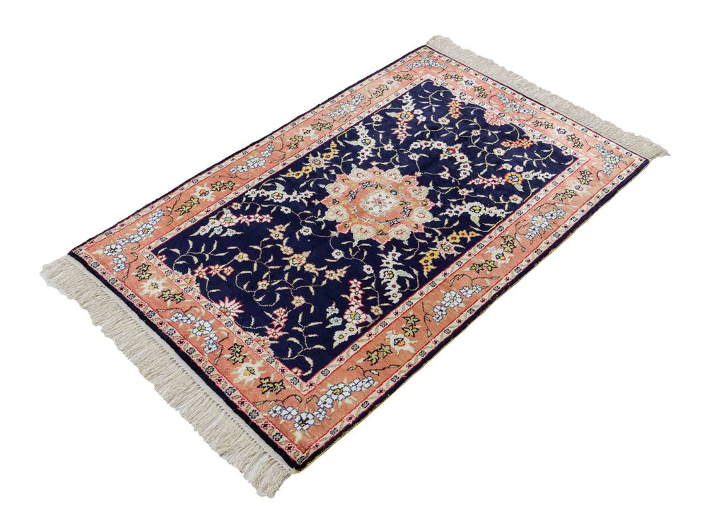 Seidenteppich - China Seide - 123 x 78 cm - dunkelblau