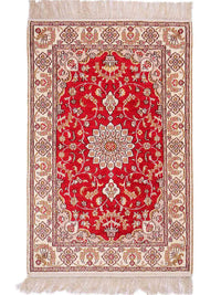 Dywan z jedwabiu - jedwab chiński - 92 x 60 cm - czerwony – product image