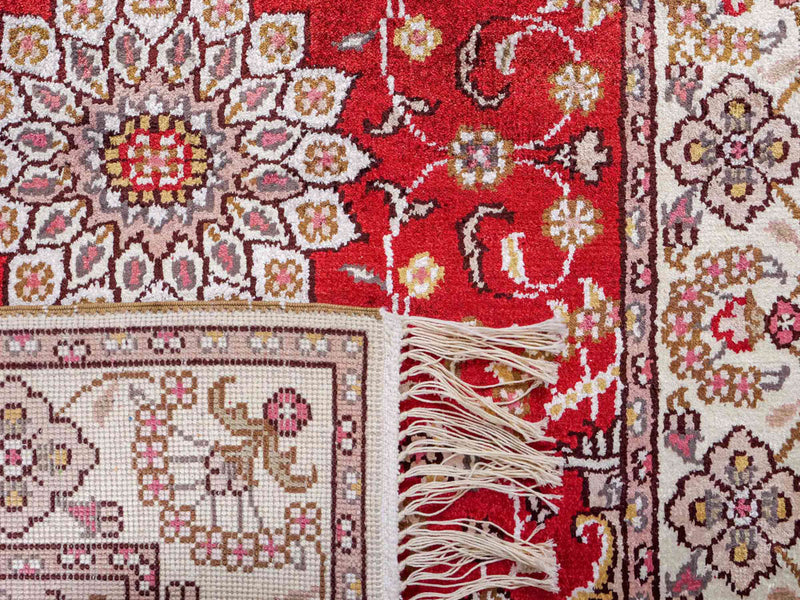 Dywan z jedwabiu - jedwab chiński - 92 x 60 cm - czerwony