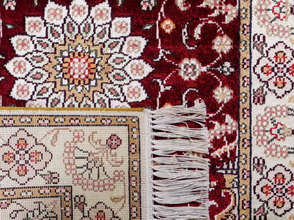 Dywan z jedwabiu - jedwab chiński - 90 x 63 cm - ciemnoniebieski