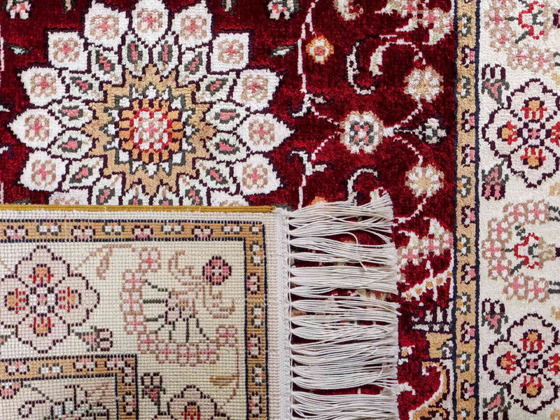 Dywan z jedwabiu - jedwab chiński - 90 x 63 cm - ciemnoniebieski