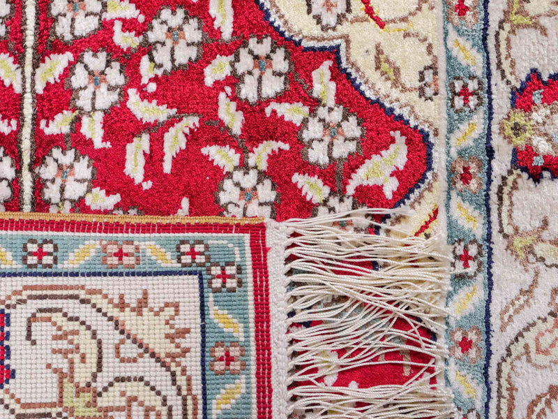 Dywan z jedwabiu - jedwab chiński - 86 x 58 cm - jasna czerwień