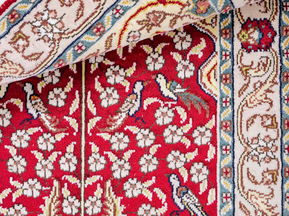 Dywan z jedwabiu - jedwab chiński - 89 x 58 cm - jasna czerwień