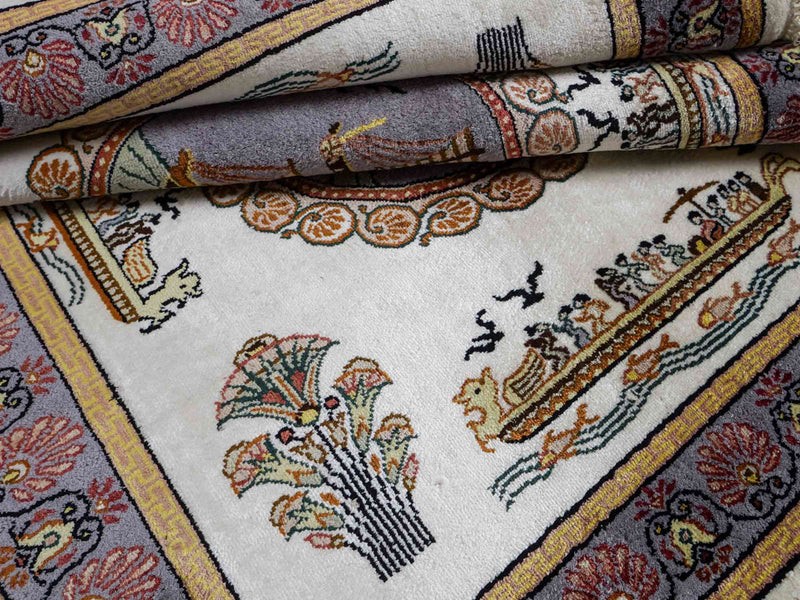 Dywan z jedwabiu - jedwab chiński - 121 x 95 cm - beżowy