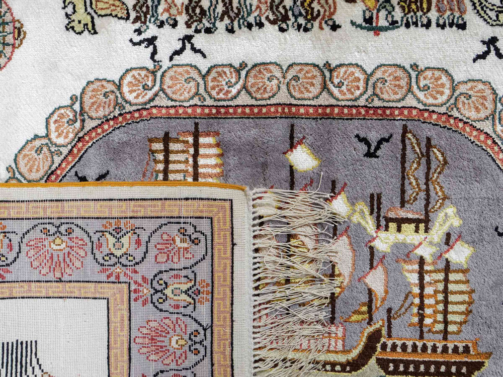 Dywan z jedwabiu - jedwab chiński - 121 x 95 cm - beżowy