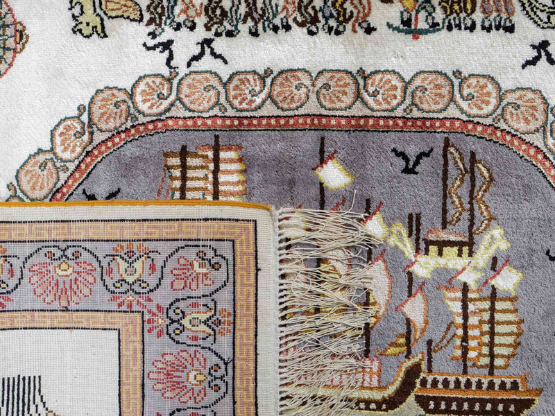 Dywan z jedwabiu - jedwab chiński - 121 x 95 cm - beżowy