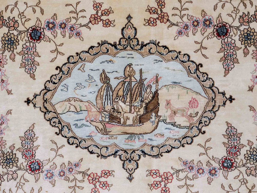 Seidenteppich - China Seide - 153 x 95 cm - hellbeige