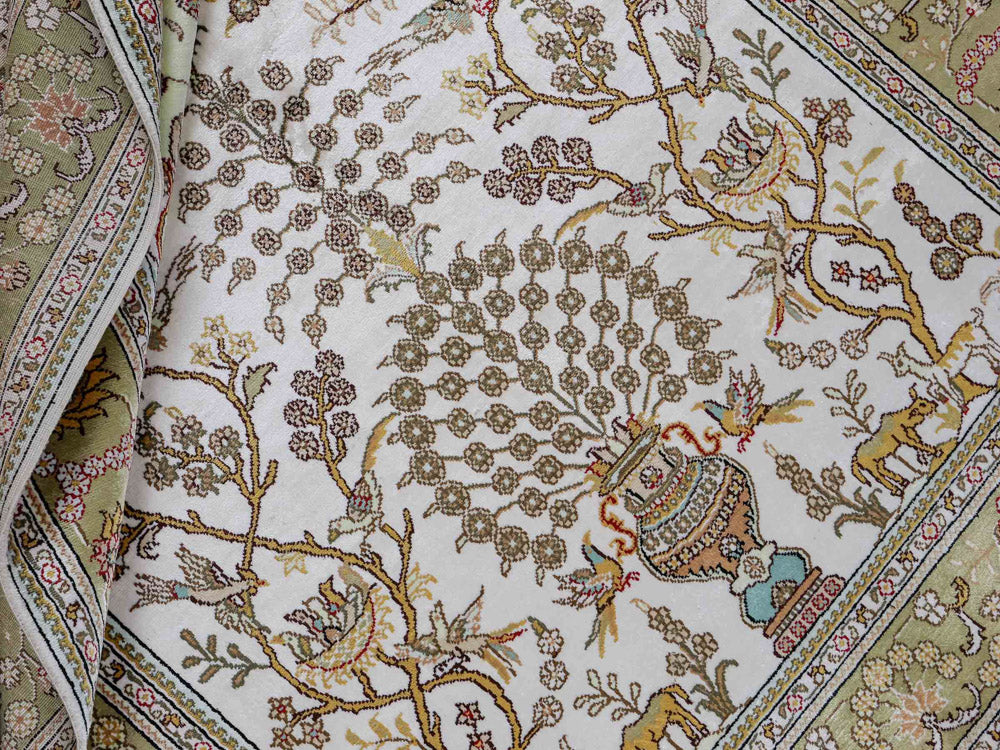 Dywan z jedwabiu - jedwab chiński - 183 x 124 cm - beżowy