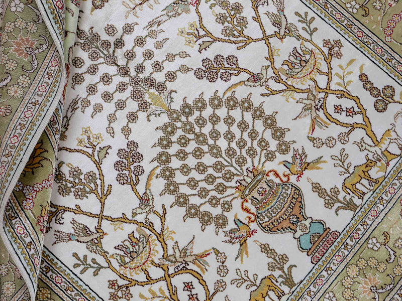 Dywan z jedwabiu - jedwab chiński - 183 x 124 cm - beżowy