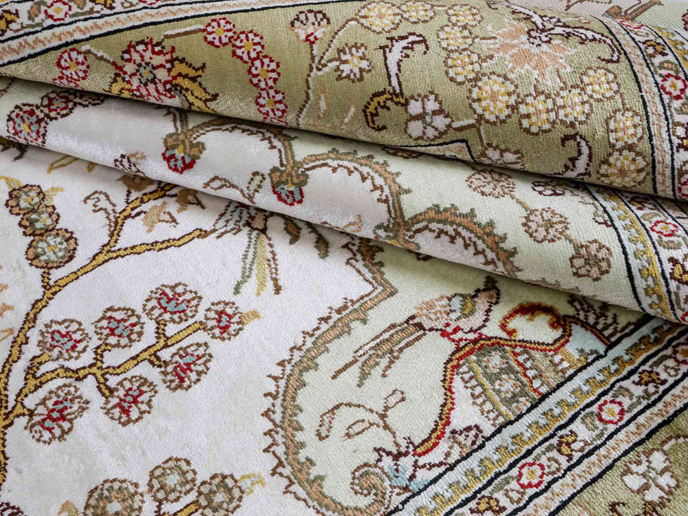 Dywan z jedwabiu - jedwab chiński - 183 x 124 cm - beżowy