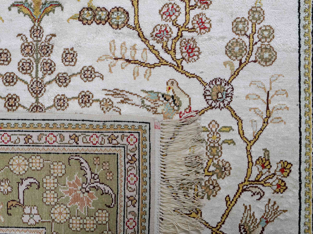 Dywan z jedwabiu - jedwab chiński - 183 x 124 cm - beżowy