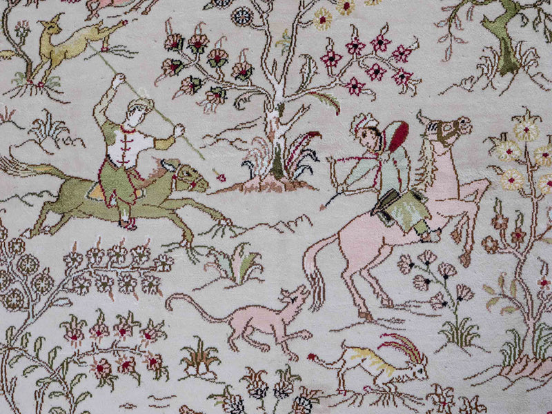 Dywan z jedwabiu - jedwab chiński - 183 x 125 cm - beżowy