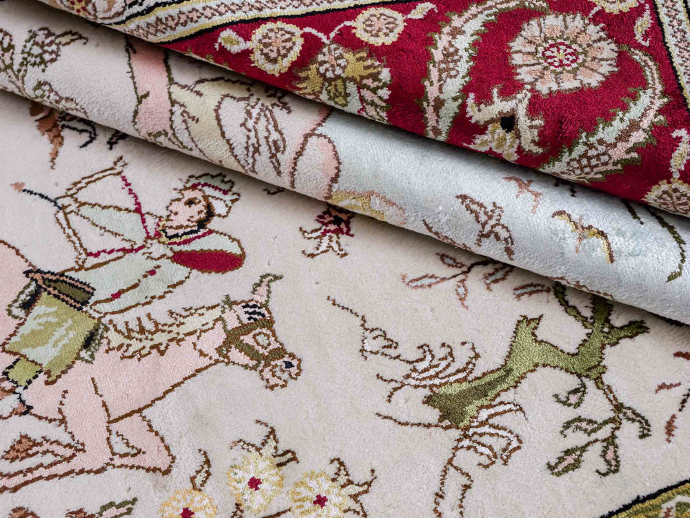 Dywan z jedwabiu - jedwab chiński - 183 x 125 cm - beżowy